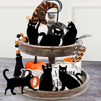 Amazon.co.jp: 6個 ハロウィン 黒猫 木製装飾 木製 黒猫